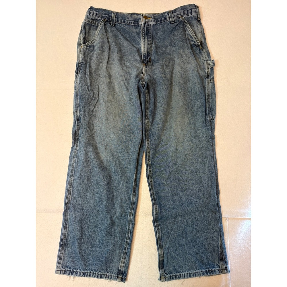 Carhartt B13-DPS Mens 38x30 Original Dungaree Carpenter Jeans Light Wash Denim
